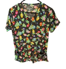 Womens Butter Soft Christmas Holiday Light Blub Medical Scrubs Size XS Uniform