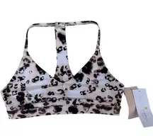 Spiritual Gangster Studio Eco Jersey T-Back Leopard Print Sports Bra Small NWT