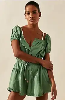 Free People Green Button-Down Romper