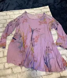 Women’s Free People Clear Skies Lilac Floral Tunic Shirt Dress Size Small