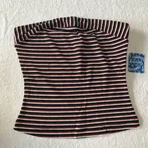 Free People Show Me Stripe Tube Top Black Canyon Combo XS New