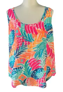 Lilly Pulitzer Blue Pink Orange White Sleeveless Top XL