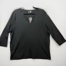 Jason Maxwell‎ Top 2X Black Ribbed 3/4 Sleeve Womens Blouse