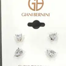 giani bernini pb cz sterling silver marcasite 2 piece pear cz studs new