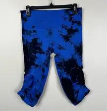 Lululemon  In The Flow Crop II Gym Yoga Athletic
Capri Legging Cadet Blue Tie Dye