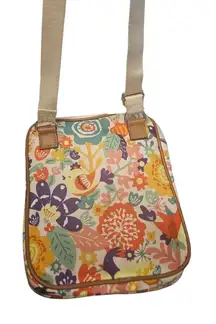 Lily Bloom Floral Crossbody Bag Multi Color Birds Flowers Adjustable Strap