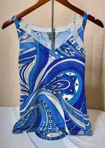Ann Taylor Blue and White Patterned Camisole