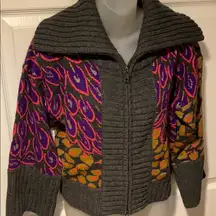 DKNY Cashmere Lambswool Zip Front Sweater Jacket M