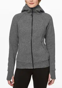 LULULEMON SCUBA FULL ZIP HOODIE LIGHT COTTON HEATHERED SPECKLED BLACK GREY