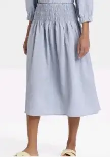 A New Day Smock Skirt Sz XL Modal Blend Sky Blue Crinkle Cotton Fit&Flare A-Line