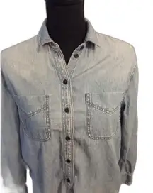 Madewell Denim Womens Button Blouse Top Small S
