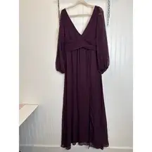 NWOT Lulus Enchant My Love Dark Purple V-Neck Long Sleeve Maxi Dress Size S
