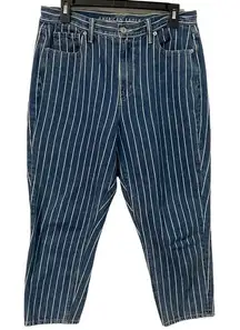 AMERICAN EAGLE Mom Jean‎ | Size 10 X Short | Hi-Rise Blue with White Stripe