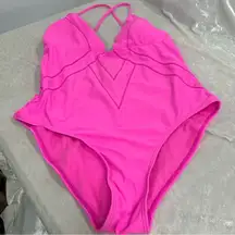 Gianni Bini GB hot pink Barbie core large one piece swimsuit adjustable straps cross cross