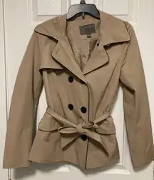 Forever 21 Tan Beige Double Breasted Belted Peacoat Jacket