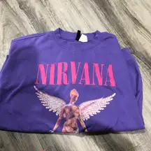 Purple  divided nirvana crewneck sweatshirt