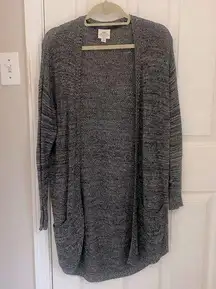St. John’s Bay Long Length Open Front Cardigan with Pockets in Charcoal Grey