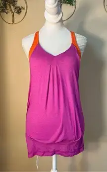 Lululemon  Pink Orange Practice Freely Tank Heathered Ultra Violet Dazzling 4