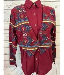 NWT Ozark Mountain Shirt Western Cowgirl Southwestern Vintage Medium Rodeo Women
