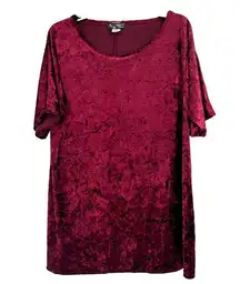 ACW American City Wear Velvet Tunic Top Burgundy Short Sleeve Stretch Size 2X