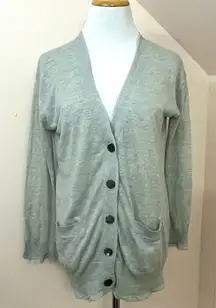 Jigsaw Cotton/Linen/ Silk Lightweight Cardigan Blouse Neutral Tan/ Greige L