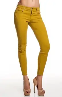 NWT Habitual Almas Zip Skinny Jean Tapestry Yellow Mustard Slim Jeans Sz 26