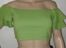Susana Monaco NWOT Lime Green Off-Shoulder Crop Top SIZE SMALL