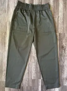 Abercrombie & Fitch Women Dark Green Paper Bag Dress Pants Pull-On Size Large