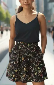 GAP Black Multicolor Confetti Pleat Mini Skater Skirt – Abstract Print Size 10