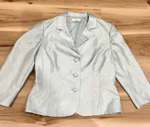 London Times Blue Silky Blazer With Shoulder Pads Women’s 6