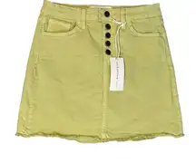 Womans Denim Mini Skirt Size Small Green Raw Hem 5 Pockets