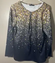 Noracora spotted holiday new years too zipper silver medium black gold sparkle