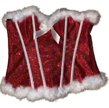 Bslingerie XXL Red Christmas Mrs. Claus Corset Bustier Top