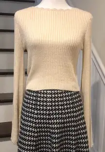 LEITH Beige Long Bell Sleeve Wide Neck Sweater Size XS NWT