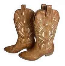 Altard State Size 7 Bandera Cut Out Western Cowboy Boots Pull On Brown Country