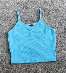 Blue Asphalt Ribbed Crop Tank Top 