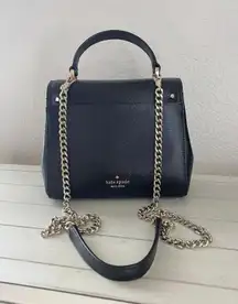 Black Leather Top Handle Satchel Purse Bag Crossbody Cheri