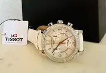 Tissot Women's Dressport Diamond Synthetic Leather Watch, 35mm, White Pearl, NWT