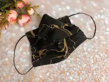 Black And Gold Metallic Marble Cotton Face Mask 