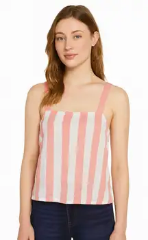 NWOT Abound Women’s Pink & White Striped Linen Blend Crop Cami Top Size XS