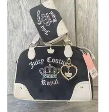 Juicy Couture kingdom Purse & Wallet Set Embroidered Black Velour