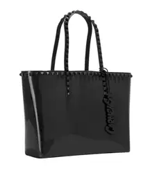 Carmen Sol Black Studded Double Handle Jelly Tote Handbag