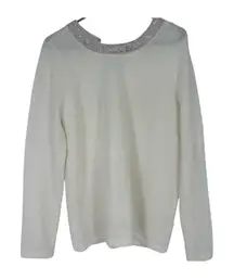 HALOGEN SWEATER CREWNECK Rhinestones Longselve fluffy Size M