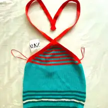 Zara orange and blue knit top new with tags size M