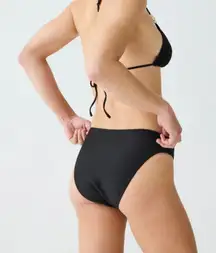 J.Crew Black Ribbed High-Rise Cheeky Bikini Bottom NWT Size Small