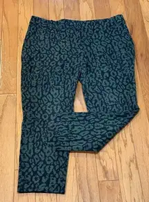 Pants Stretch Green Black Cheetah Print Ankle Length - Sz 14W (Plus)