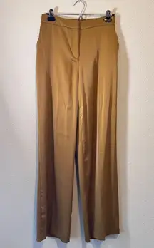 Rachel Zoe Gold Satin Wide Leg Casual Pants Womens 4 Preppy Stretch Waist