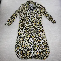 Carolyn Strauss Collection Leopard Shirt Dress Womens Medium Slinky Animal Print