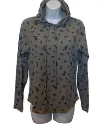 Discreet EUC Gray Floral Ribbed Hoodie Sz M