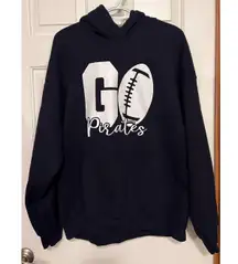 Gildan Dry Blend Woman's Blue Go Pirates Football‎ Hoodie Size XL